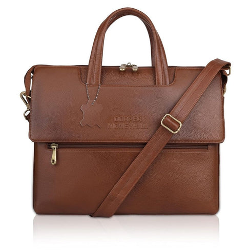 Vinay Flap Genuine Leather Slim Laptop Bag/ Office Bag Hive